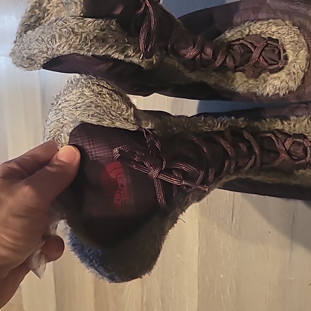 The North Face Boots Goose Down Puffer Nuptse Fur IV Snow Ski Size 8 Purple/pink - Picture 4 of 11